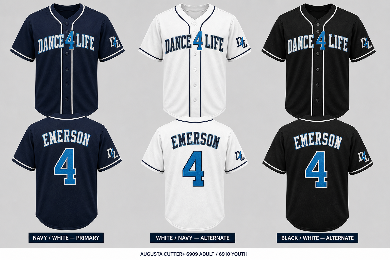 Dance 4 Life Embroidered Baseball Jersey