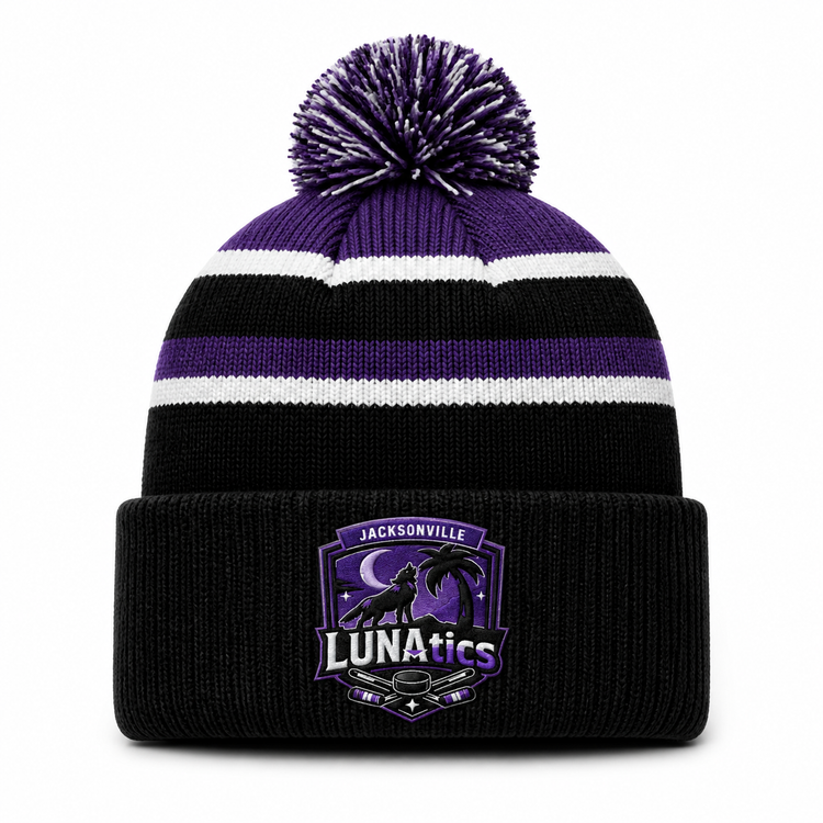 LUNAtics Embroidered Knit Pom Beanie